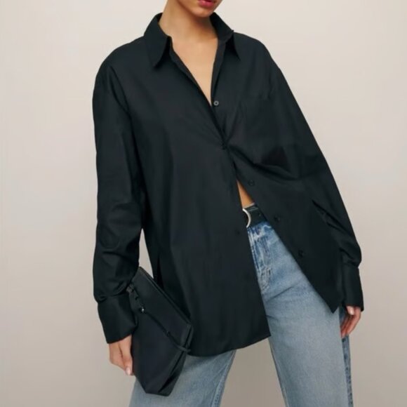Reformation Tops - Reformation Will Oversized Shirt In Black